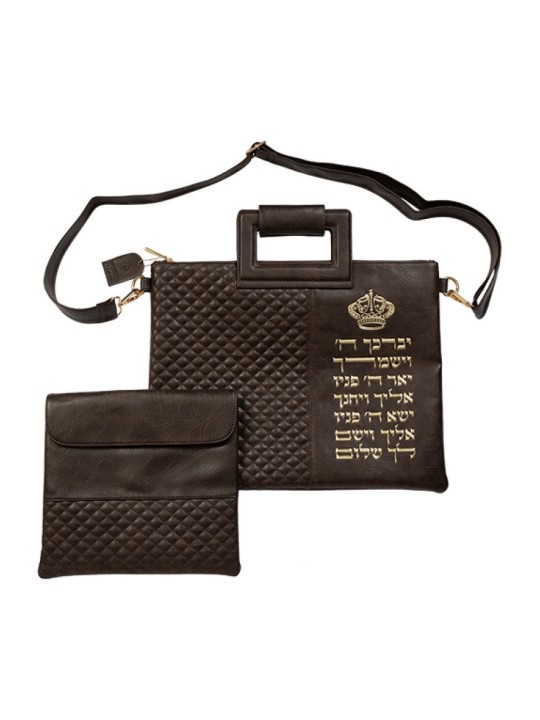 תיקי טלית ותפילין דמוי עור חום... | תיקי טלית ותפילין